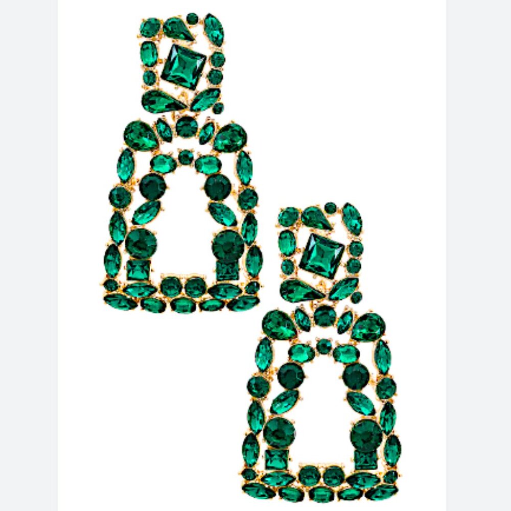 NEW~ Anthropologie 8 Other Reasons "Bling Bling" Emerald Crystal Earrings